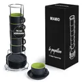 Produktbild: MIAMIO - 6 x 75 ml Espressotassen Set/Espresso Tassen Set mit Untertasse & Ständer - Kaffeetassen Set 6er Kaffeebecher Keramik - Le Papillon Kollektion (Grün)