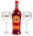 Produktbild: Martini Fiero Wermut 1L (14,4% Vol) + Martini Royale Ballon Cocktail Glas Set - 2x Gläser 47cl - [Enthält Sulfite]