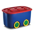 Produktbild: KIS Spielzeugbox Funny Box 46L blau rot Kunststoff mit Deckel und Rollen