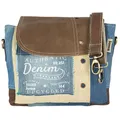 Produktbild: Sunsa Damen Umhängetasche. kleine Messenger Tasche aus Canvas recycelte Jeans & Leder. Nachhaltige Vintage Crossover Bag mit Lederklappe. Handtasche als Geschenkideen für Frauen