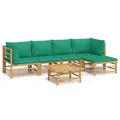 Produktbild: vidaXL 6-tlg. Garten-Lounge-Set mit Grünen Kissen Bambus