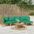 Produktbild: Vidaxl Gartenmöbelset 6-teilig Mit Grünen Bambuskissen