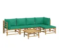 Produktbild: vidaXL Gartenlounge-Set 6-tlg. Garten-Lounge-Set mit Grünen Kissen Bambus, (1-tlg)