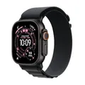 Produktbild: Apple Watch Ultra 3 GPS + Cellular 49 mm Premium Smartwatch für Lauftraining und Kombinationssport mit robustem Titangehäuse in Schwarz und Alpine Loop in Schwarz (Small)