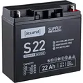 Produktbild: Accurat Supply AGM Solarbatterie S22-12V, 22Ah, 30% mehr Kapazität, zyklenfest- VRLA Versorgungsbatterie, Aufbaubatterie Wohnmobil, Wohnwagen Batterie, Bootsbatterie, Bleiakku für Camping