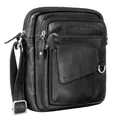 Produktbild: STILORD 'Ryan' Crossbody Tasche Herren Leder Kleine Herrentasche zum Umhängen Vintage Ledertasche 9,7 Zoll iPad Tasche Messenger Bag Umhängetasche Echtleder, Farbe:schwarz