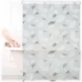 Produktbild: Duschrollo, 120 x 240 cm, Blatt Muster, Seilzug, flexible Montage, Duschvorhang für Badewanne, schwarz-weiß - Relaxdays
