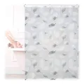 Produktbild: Relaxdays Duschrollo, Blatt Muster, Seilzug, Flexible Montage, Duschvorhang für Badewanne, schwarz-weiß, 120 x 240 cm