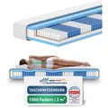Produktbild: AM Qualitätsmatratzen Taschenfederkernmatratze, Weiß, Textil, Uni, H2, Füllung: Taschenfederkern, Rechteckig, 90x200 cm, Oeko-Tex® Standard 100, Bezug rundum abnehmbar, Schlafzimmer, Matratzen Shop, Matratzen, Taschenfederkernmatratzen