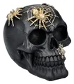 Produktbild: Totenkopf Figur mit Spinnen 11,5 cm - Schwarz Gold Schädel Deko