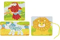 Produktbild: Goki Fädelspiel Papagei, Löwe, Zebra: 12 x 16,5 cm, Holz, 3 Teile, 6 Schnüre, per Set