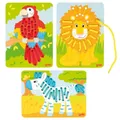 Produktbild: goki Fädelspiel Tier-Trio 58686 - Spielzeug mit Löwe, Papagei und Zebra 9 Teile
