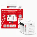 Produktbild: SKROSS 2-poliger Universal-Reiseadapter, Reisestecker mit Ladeanschluss für USB-A und USB-C, kompakter Laptop Ready Steckdosenadapter mit USBC-Kabel