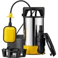 Produktbild: 3 in 1 Flachsauger Tauchpumpe Edelstahl 550 w, Schmutzwasserpumpe 12500 l/h, Flachwasserpumpe mit Schwimmer, Flachsaugpumpe für Keller - Wiltec
