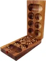 Produktbild: Brettspiel, Gesellschaftsspiel aus Holz - Kalaha mit Holzmurmeln - 5*25*12 cm