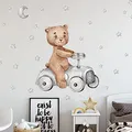 Produktbild: Bär im Rennauto Wandtattoo V268 | handgezeichnet | AUFKLEBER Kindergarten | Wandsticker Kinderzimmer Teddybär mit Sterne Teddy Auto (100 x 100 cm)
