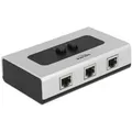 Produktbild: RJ-45 Umschalter, Switch grau/schwarz, 2-Port, manuell, bidirektional