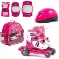 Produktbild: Kinder Mädchen 2in1 Inliner Rollschuhe VERSTELLBAR + Schutzausrüstung + Helm – ROSA Gr. 26-29 - Rosa - 26-29