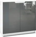 Produktbild: Vladon Sideboard Logan, Germany, Kommode mit 2 Türen, Weiß matt/Grau Hochglanz (82 x 78 x 37 cm)
