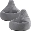 Produktbild: 2er Set icon Sitzsack Bean Bag Dalton, Grau, Cord, Groß, Sitzsäcke Für Das Wohnzimmer, Schlafzimmer, Sitzsack-Sessel Für Erwachsene - Hergestellt in Deutschland