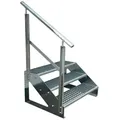 Produktbild: Kaminbau Mierzwa Außentreppe Premium Treppe Verzinkt mit oder ohne Geländer, für Geschosshöhen bis 57.00 cm, Stufen Gitterroststufen nach DIN 24531, (Höhe 57 cm, Stufenbreite und Geländerart wählbar), Gartentreppe Stahltreppe Wetterfest Rostfrei Feuer-Verzinkt Rutschfest silberfarben Ø 80.00 cm
