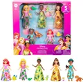 Produktbild: Disney Princess und Freunde Set mit 5 kleinen Puppen in glitzernden Outfits und 5 Freundefiguren, Mini-Puppe, Weiblich, 3 Jahr(e), Junge/Mädchen, 90 mm, 65 g