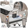 Produktbild: KIDIZ Babybett Reisebett Kinderreisebett Faltbar mit Matratze 120x60, Seiteneingang, Wickelauflage, Mosktionetz, Spielbogen & Tragetasche Baby Beistellbett Kinderbett ab Geburt bis 15 kg