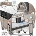Produktbild: KIDIZ® Babybett Reisebett Kinderreisebett Faltbar mit Matratze 120x60, Seiteneingang, Wickelauflage, Mosktionetz, Spielbogen & Tragetasche Baby Beistellbett Kinderbett ab Geburt bis 15 kg
