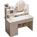 Produktbild: Schminktisch Mit Spiegel Mit Schubladen Weiss Make-Up Glamour Skandinavisch 100 Cm