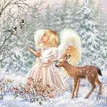 Produktbild: 20 Servietten Winter Angel Engel Weihnachten Reh Vogel Märchen Tier Deko 33x33cm