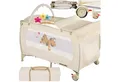 Produktbild: tectake Baby-Reisebett Kinderbett mit Wickelauflage und Transporttasche 132x75x104cm, mit großen Mesh-Einsätzen, Wickelauflage und Seiteneingang in beige