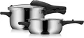 Produktbild: WMF Schnellkochtopf Perfect One Pot, Dampfkochtopf Induktion 4,5l + 3l, großes Kochsignal, Cromargan® Edelstahl Rostfrei 18/10 (Set, 2-tlg., 1x Schnellkochtopf 4,5 I mit Deckel und 1x Schnellbratpfanne 3,0 l), Abnehmbarer Deckelgriff, für alle Herdarten geeignet, 2 Kochstufen