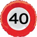 Produktbild: Luftballon im Straßenschild-Design für den 40. Geburtstag, 45 cm, Party-Folie...
