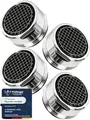 Produktbild: 4 Stk Wasserhahn Aufsatz Strahlregler M24 Wasserfluss 5l/min - High Tech Anti Kalk Wasserhahn Sieb mit Kugelförmige Filter - Luftsprudler aus Verchromten Messing - Aufsatz Strahlregler für Wasserhähne