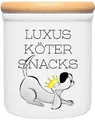 Produktbild: Cadouri Keramik Leckerli-Dose » Luxusköter Snacks «┊Snackdose Keksdose Aufbewahrungsdose┊mit Holzdeckel