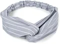 Produktbild: styleBREAKER Damen Haarband mit Streifen Muster, Twist Knoten und Gummizug, Stirnband, Headband, Pinup, Rockabilly 04026038, Farbe:Hellgrau