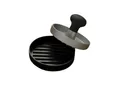 Produktbild: RÖSLE Burgerpresse, Hochwertige Fleischpresse zum einfachen Formen von Burgerpatties, ABS, Aluminium, 11 cm, spülmaschinengeeignet Schwarz / Silberfarben
