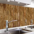 Produktbild: danario Küchenrückwand selbstklebend - Matt - Spritzschutz Küche - versteifte PET Folie - 0,4 mm - Holzlatten - 60cm x 340cm