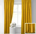 Produktbild: Ösenvorhang Gelb Samtvorhang Ösenschal Samtvorhänge Senf Vorhänge Wohnzimmer
