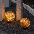 Produktbild: MARELIDA LED Kugel mit Drahtlichterkette Gartenleuchte Gartenkugel Kugelleuchte 250cm stehend 80LED für Außen (100 LED 25cm)