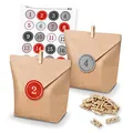 Produktbild: DIY Adventskalender Set zum Basteln und Selberbefüllen- Papiertüten Klammern Zahlensticker rot grau - mit Weihnachtssticker