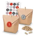 Produktbild: Adventskalender Bastelset S3 braune Tüten inkl Sticker rot grau u Holzkammern