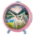 Produktbild: Atrium Kinderwecker Mädchen Siabelle Pferd Rosa Lila Weiß Analog Quarz ohne Ticken mit Licht und Snooze A932-17
