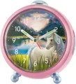 Produktbild: Atrium Kinderwecker A932-17 Siabelle Analog Quarz leise Licht Snooze Mädchen Pferd Rosa Geschenk Ø10,5cm