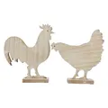 Produktbild: Deko Hühner Tischdeko Ostern Holz Vintage Landhaus 19cm 2er-Set, 2 Stück