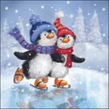 Produktbild: Weihnachten - Servietten 33x33 cm - 3-lagig - 20 Servietten - Skating penguins