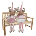 Produktbild: Elch 36cm (70cm) rosa Pärchen Kantenhocker sitzend Rentier Deko Figur 2 Stück