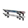 Produktbild: QLS Wandhalterung für 2 Paar Skateboards, Snowboards und Ski Metall Breite verstellbar 4 Haken Stabile Aufbewahrung Pulverbeschichtet Schwarz