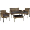 Produktbild: tectake Rattan, Natur, Kunststoff, Rechteckig, Loungemöbel, Loungemöbel-Sets