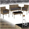 Produktbild: tectake® Rattan Gartenset, für 4 Personen, wetterfestes Rattangeflecht, Sofa 250 kg, je Sessel 120 kg